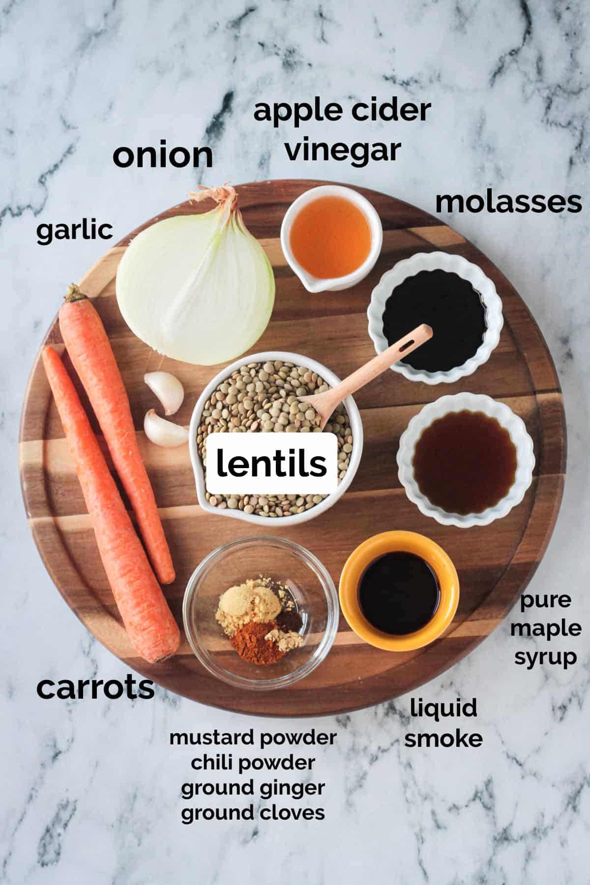 Recipe ingredients arrayed in individual bowls.