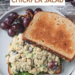 Open face chickpea salad sandwich on toasted bread.