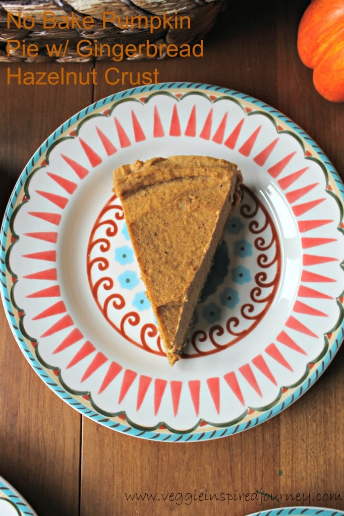 No Bake Pumpkin Pie w/ Gingerbread Hazelnut Crust