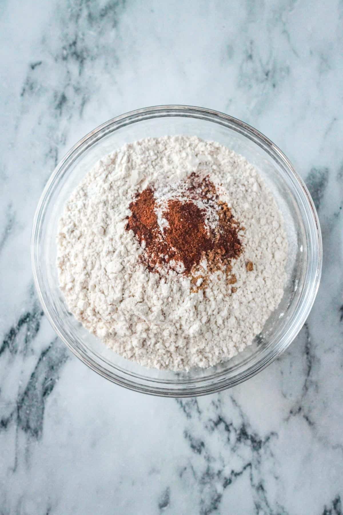 Dry ingredients in a bowl.