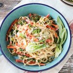 Bowl of veggie lo mein.