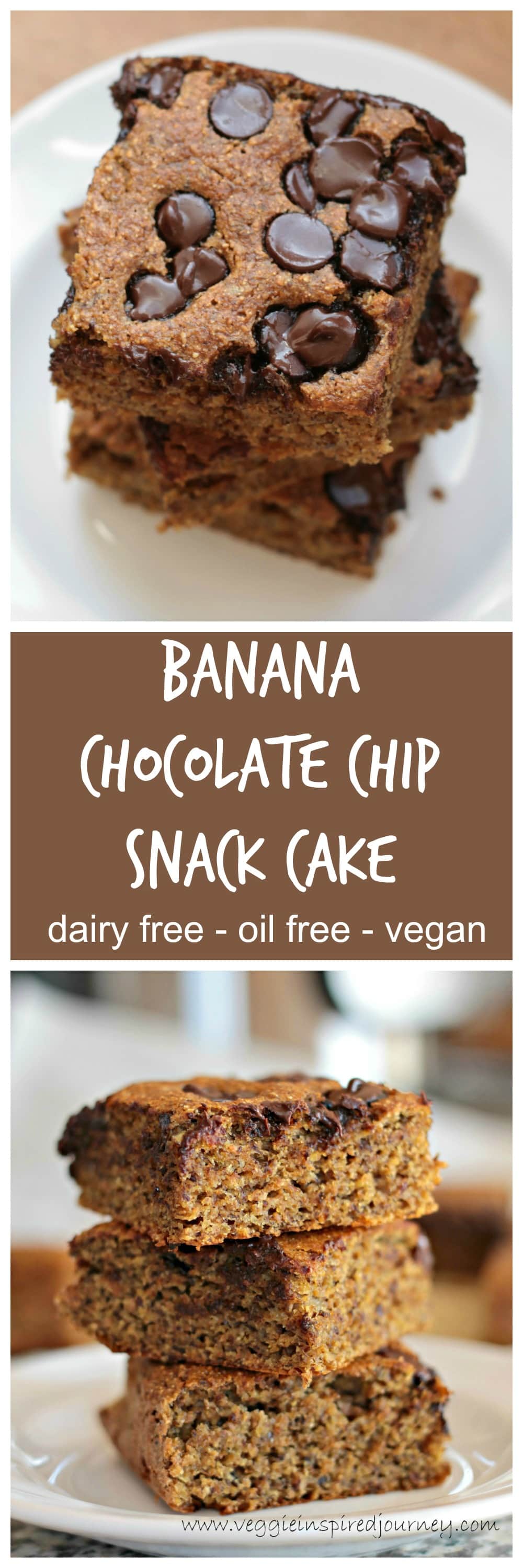 Banana Chocolate Chip Snack Cake (refined sugar free) Veggie Inspired