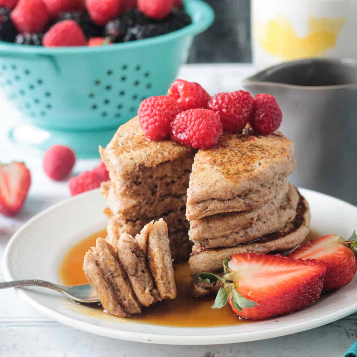 Eggless Pancakes with Whole Wheat and Flax ~ Veggie Inspired