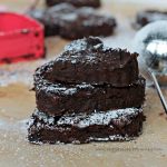 three heart shaped brownies in a stack