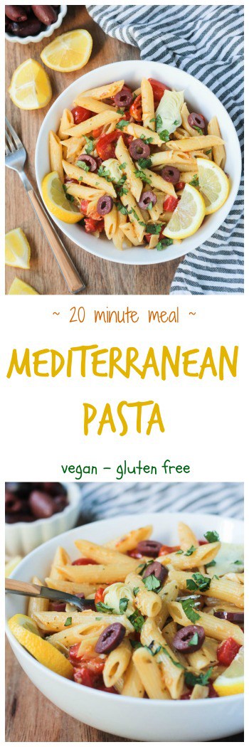 Mediterranean Pasta w/ Roasted Peppers & Artichokes - Veggie Inspired