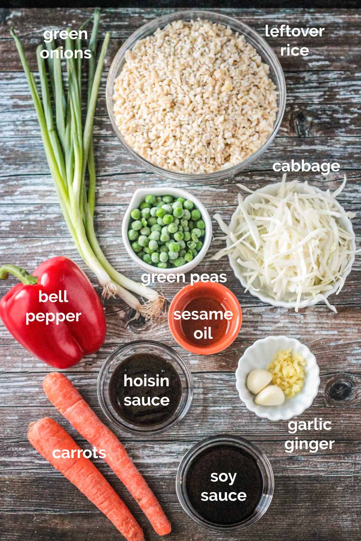 Recipe ingredients arrayed in individual bowls.