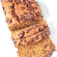 loaf of sliced banana bread with chocolate chips