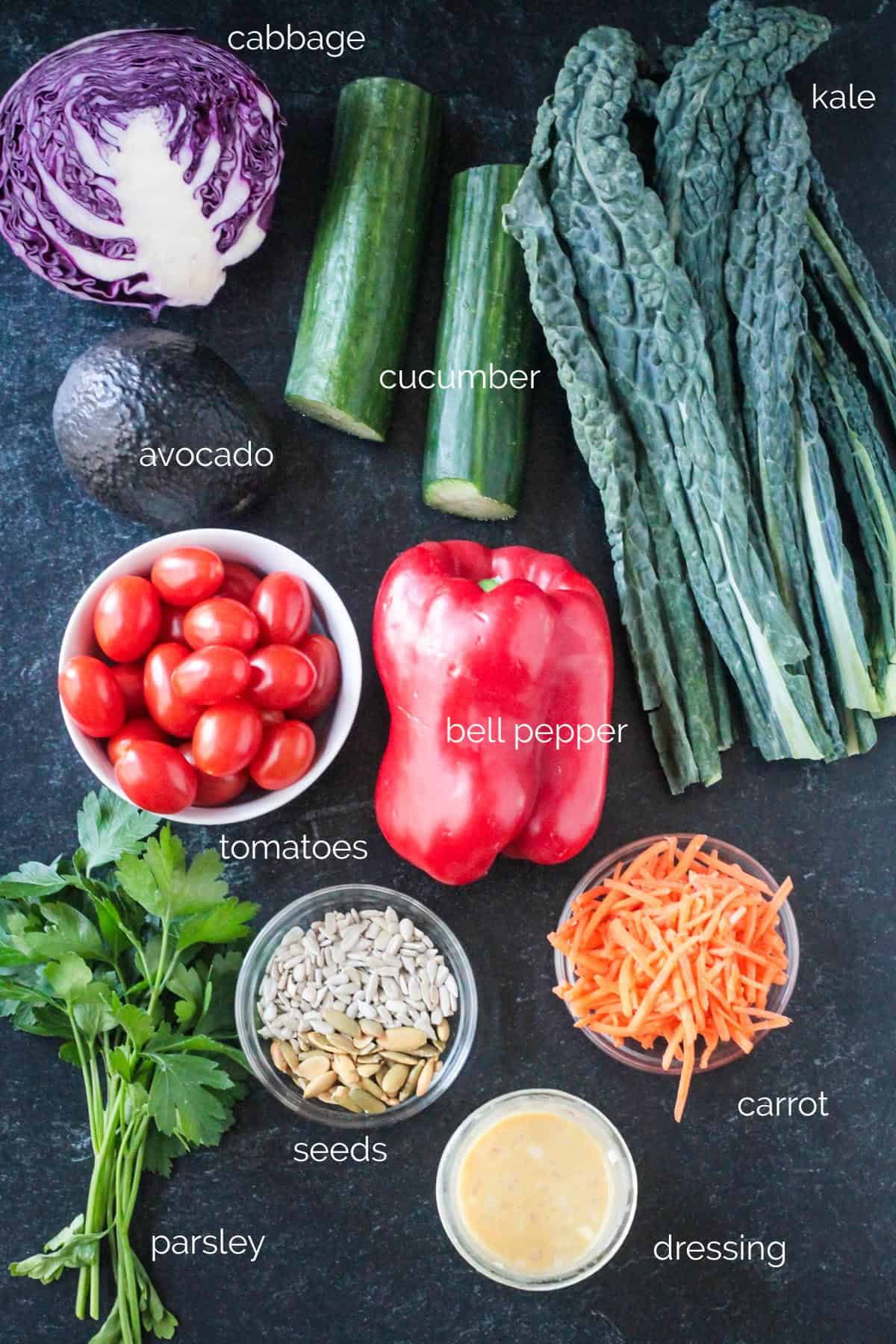 Recipe ingredients arrayed in individual bowls.
