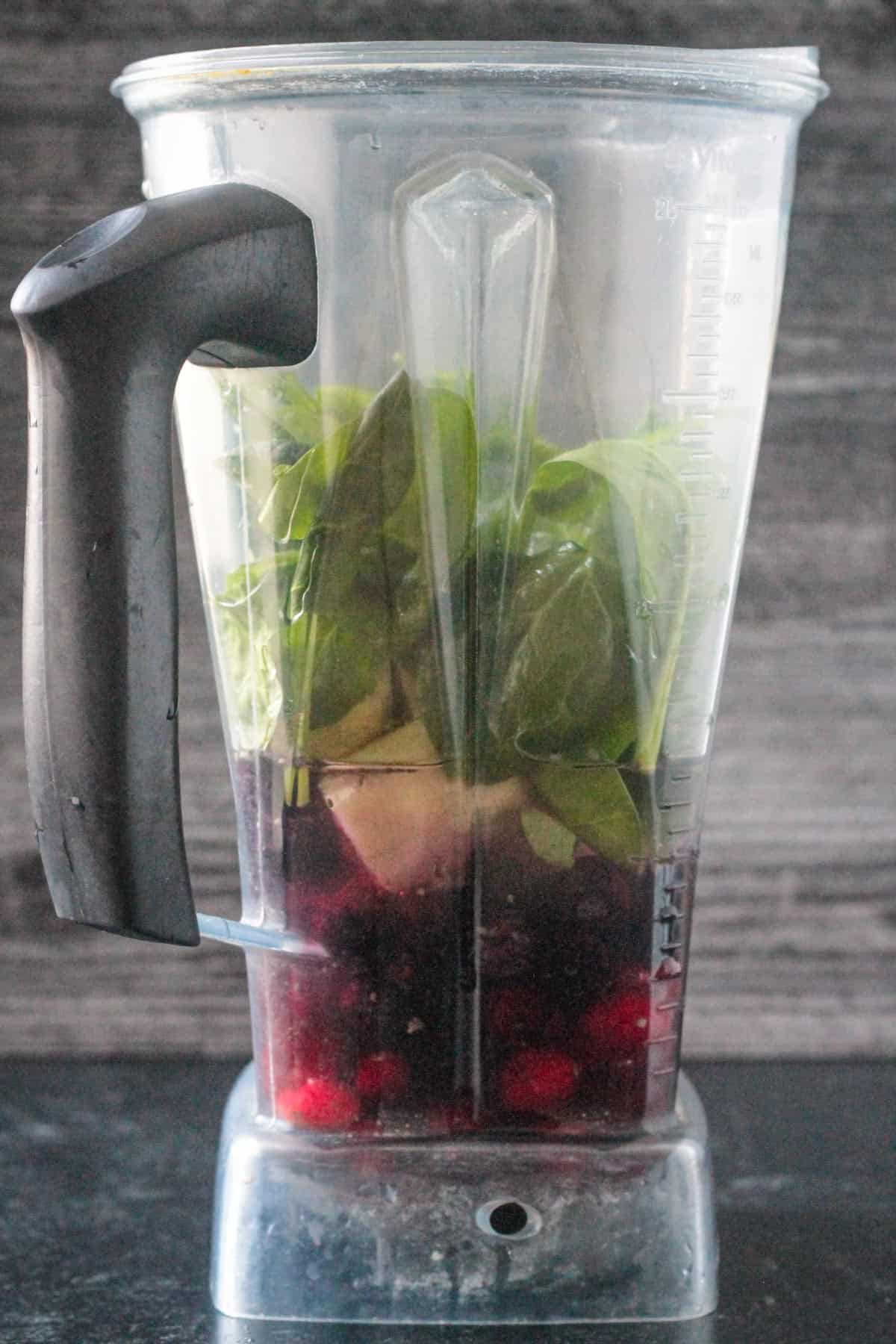 Recipe ingredients in a blender.