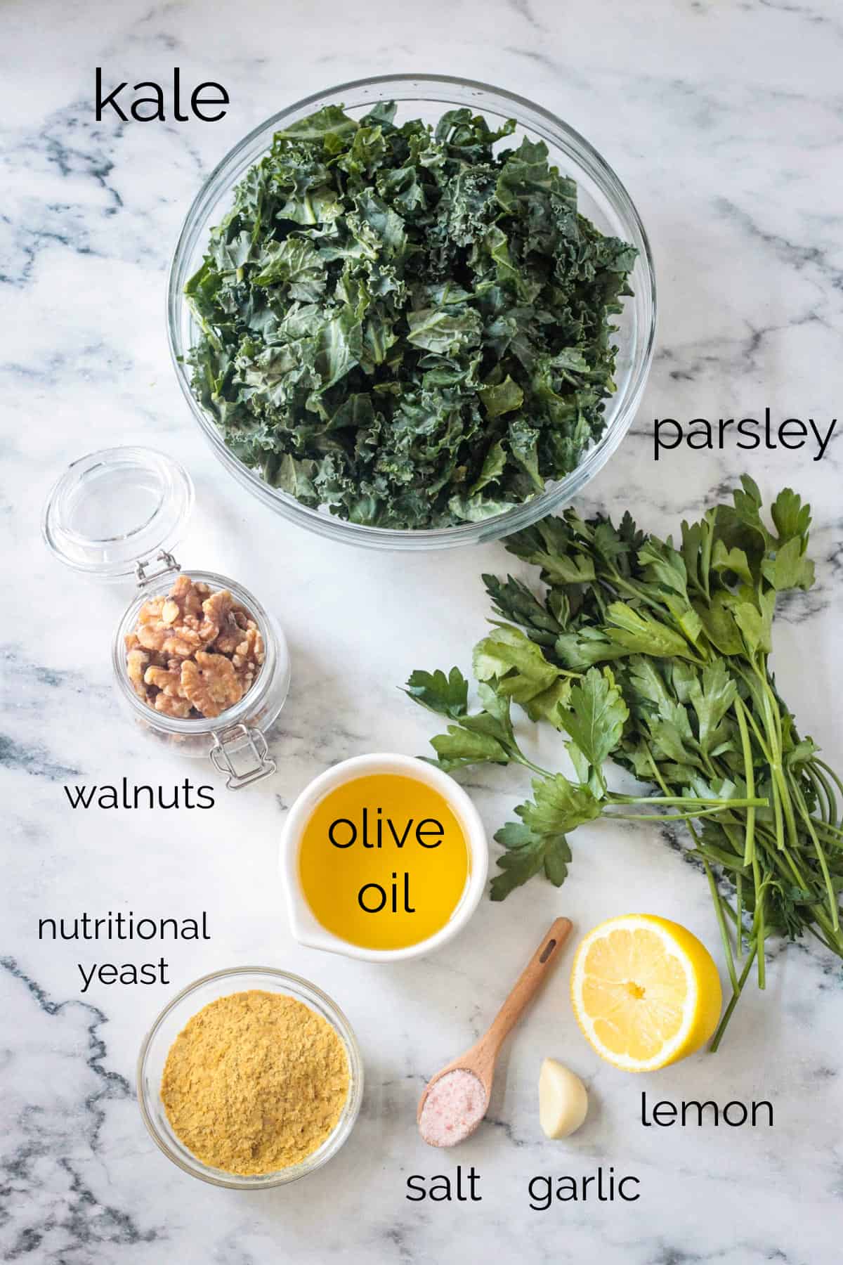 Recipe ingredients arrayed in individual bowls.