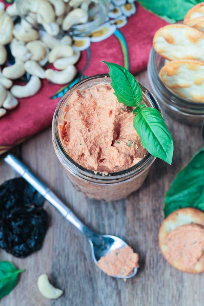 Overhead view of the dip in a jar