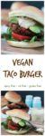 Vegan Taco Burger - Tacos gone burger style. All of your favorite taco seasonings INSIDE a hearty veggie burger made with lentils, pinto beans, walnuts. and veggies. Try it with my Creamy Cumin Ranch Dressing - it's the perfect combo! These taco burgers come tougher quickly and are baked, not pan fried, meaning more hands-off time and an easy weeknight meal.