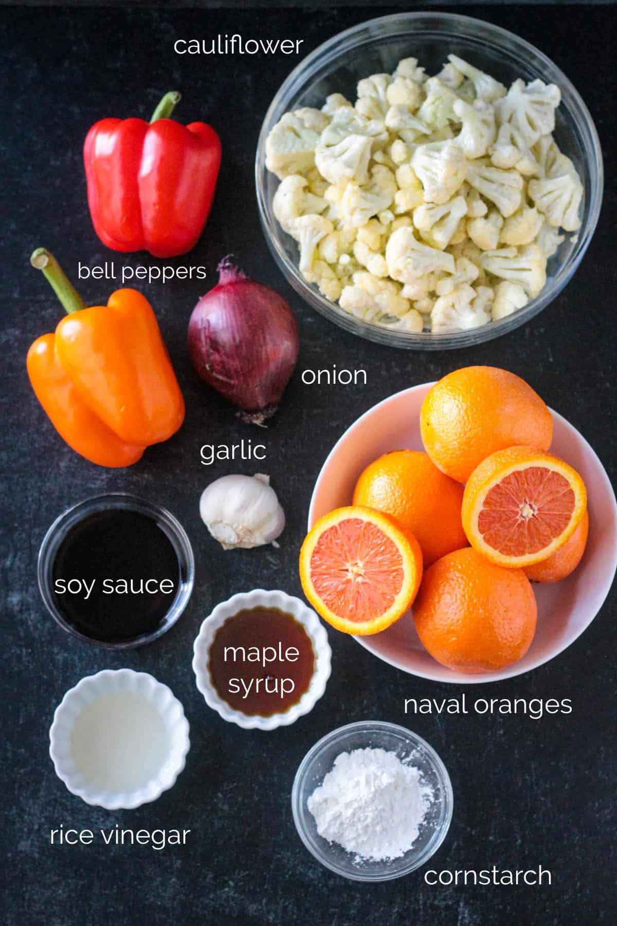 Recipe ingredients arrayed in individual bowls.