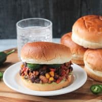 Healthy Sloppy Joes - finished dish on a white plate