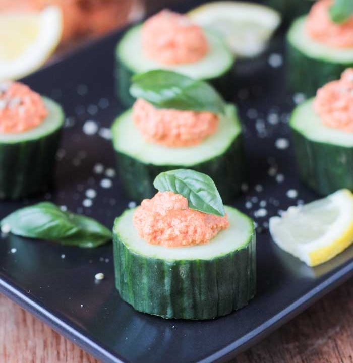 Cucumber Bites w/ Sun Dried Tomato Spread