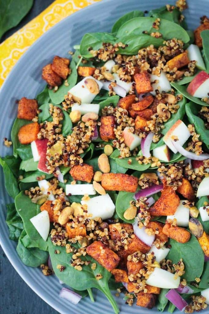 Quinoa Spinach Salad w/ Butternut Squash & Apples Veggie Inspired