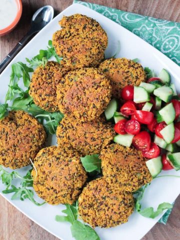 Baked Red Lentil Quinoa Fritters