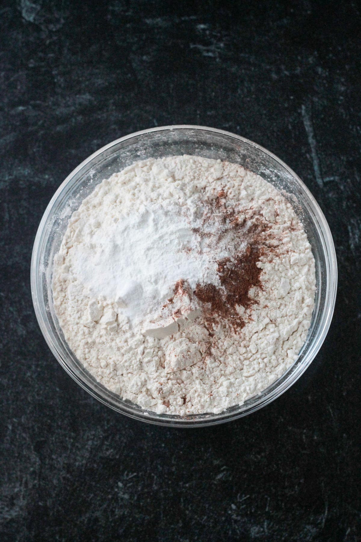 Dry ingredients in bowl.
