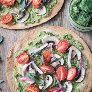 Easy Vegan Pesto Tortilla Pizza