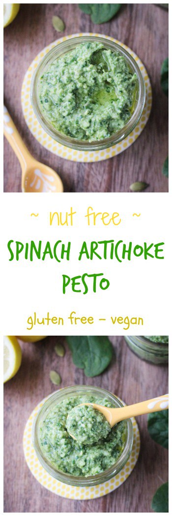 Spinach Artichoke Pesto - vegan | dairy free | gluten free | sauce | spring | green | healthy | whole foods | clean eating | nut free