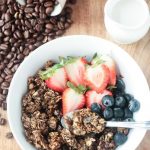 Coffee Granola - flavored with real coffee grounds, this oil free granola is the perfect pick me up.