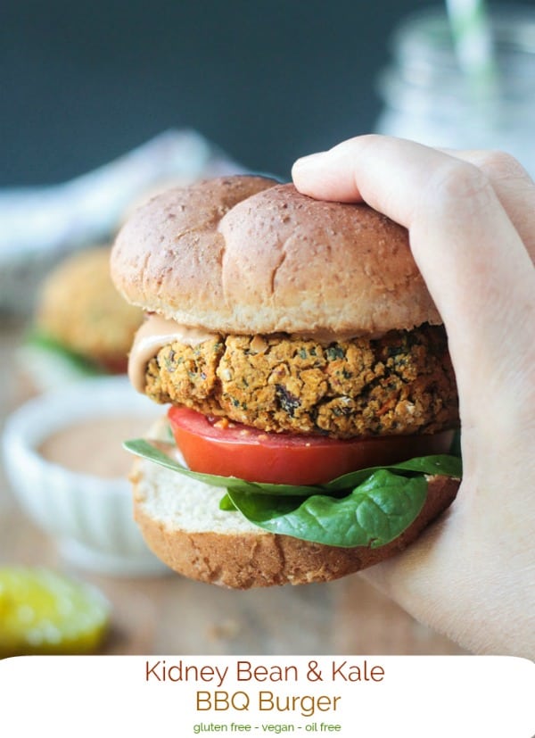 BBQ Kidney Bean Kale Burger Veggie Inspired