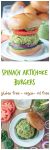 Spinach Artichoke White Bean Burgers - vegan | dairy free | gluten free | oil free | vegetarian | lunch | dinner | plant based | arrowroot powder | veggie burger | meatless |