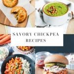 4 photo collage of vegan chickpea recipes.