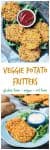 Veggie Potato Fritters - super easy, super crispy, potato fritters with added extra veggies. These are baked, not fried, which means they need no oil! They make a perfect side dish, snack, or even breakfast!
