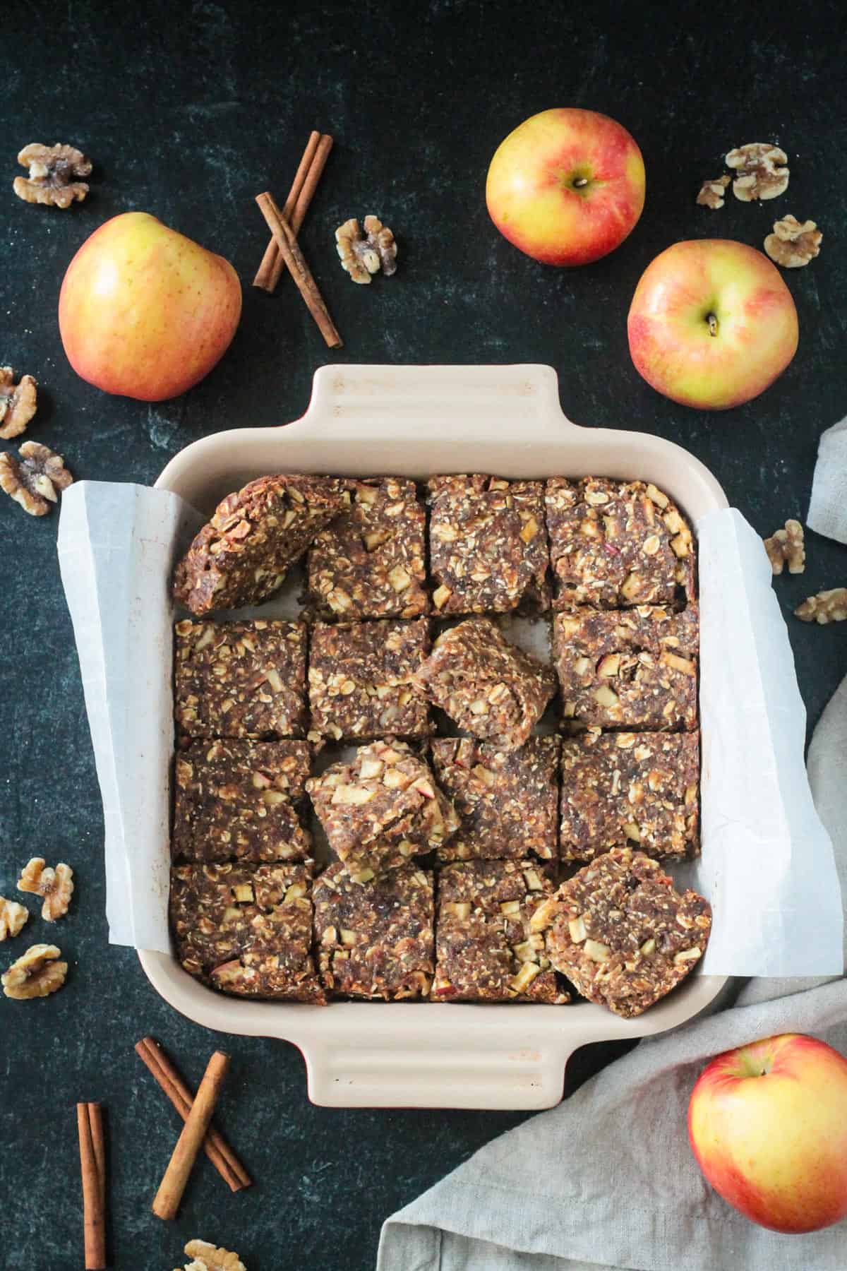 Cut bars in a baking dish.