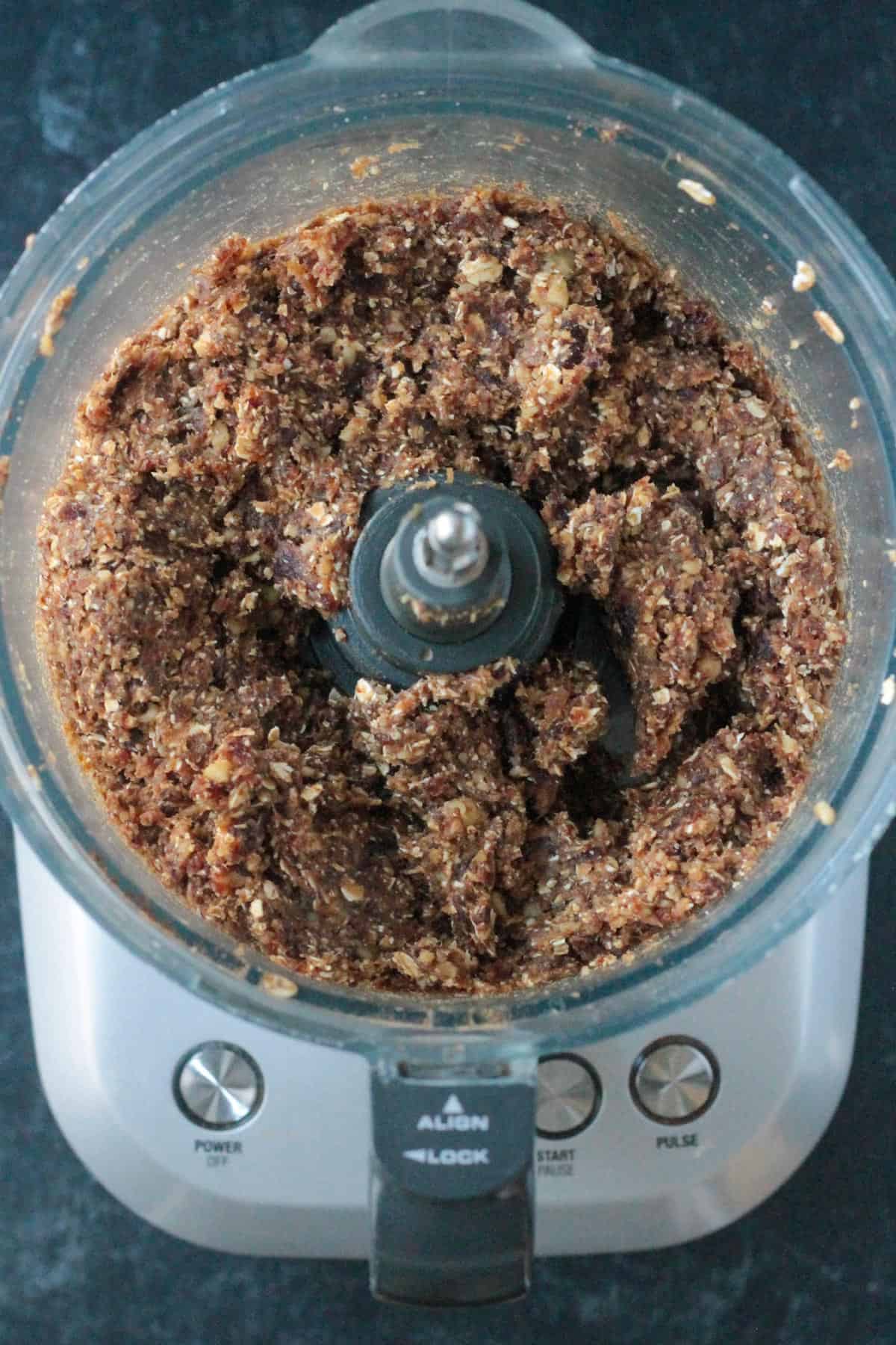 Ingredients pulsed in a food processor.