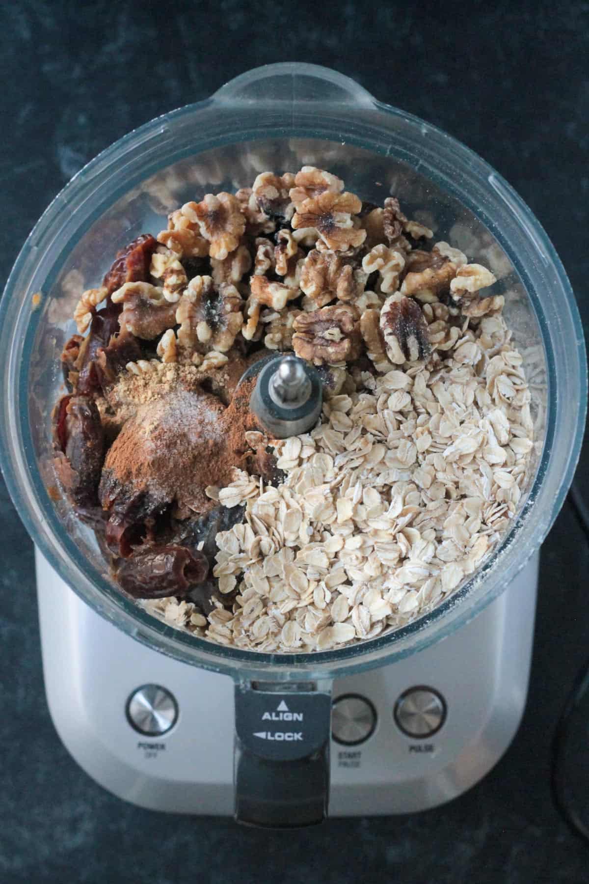 Ingredients in a food processor.