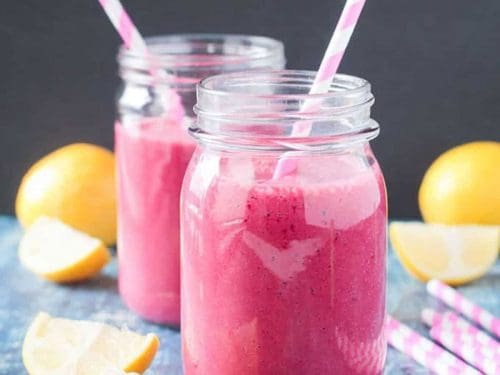 Pink strawberry beet smoothie