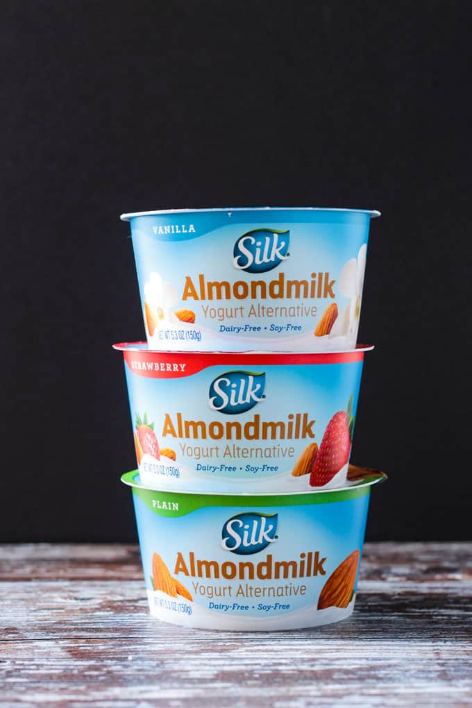 Stack of 3 Silk Almondmilk Yogurt Alternative containers