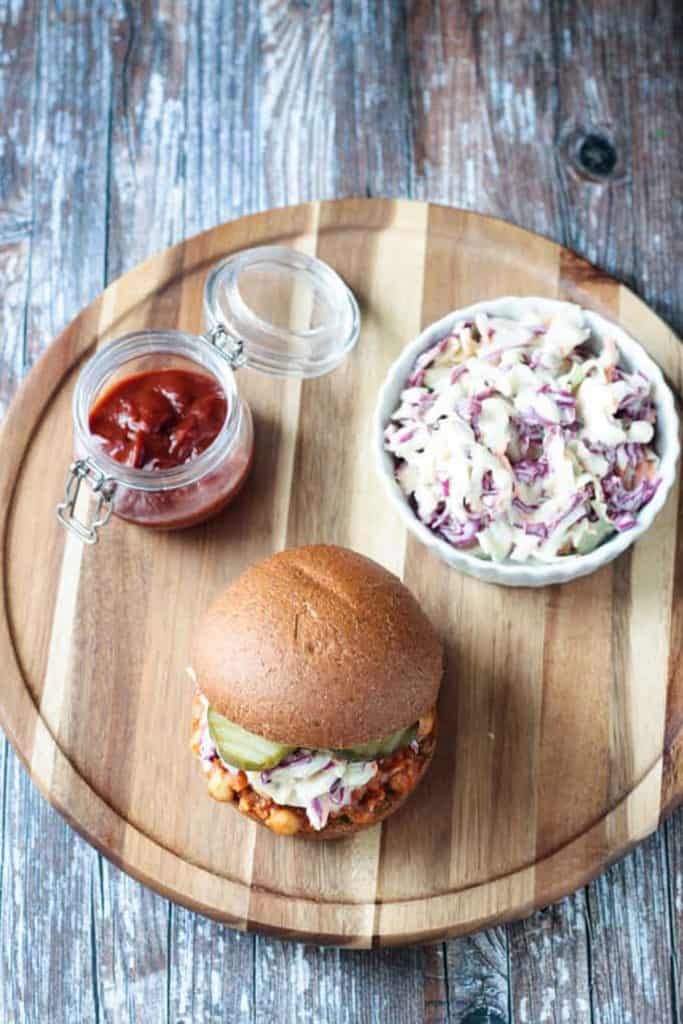 Sloppy BBQ Chickpeas Sandwich Veggie Inspired