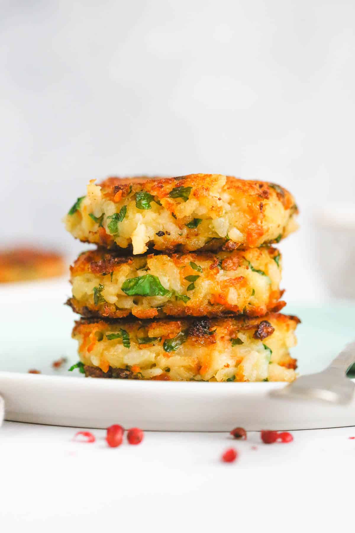 stack of 3 potato fritters