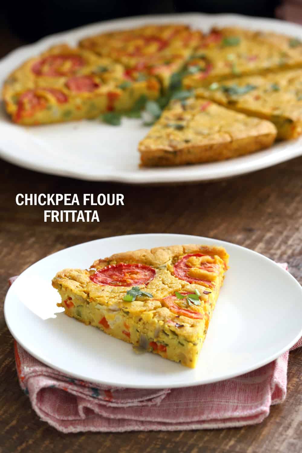 slice of chickpea frittata on a plate