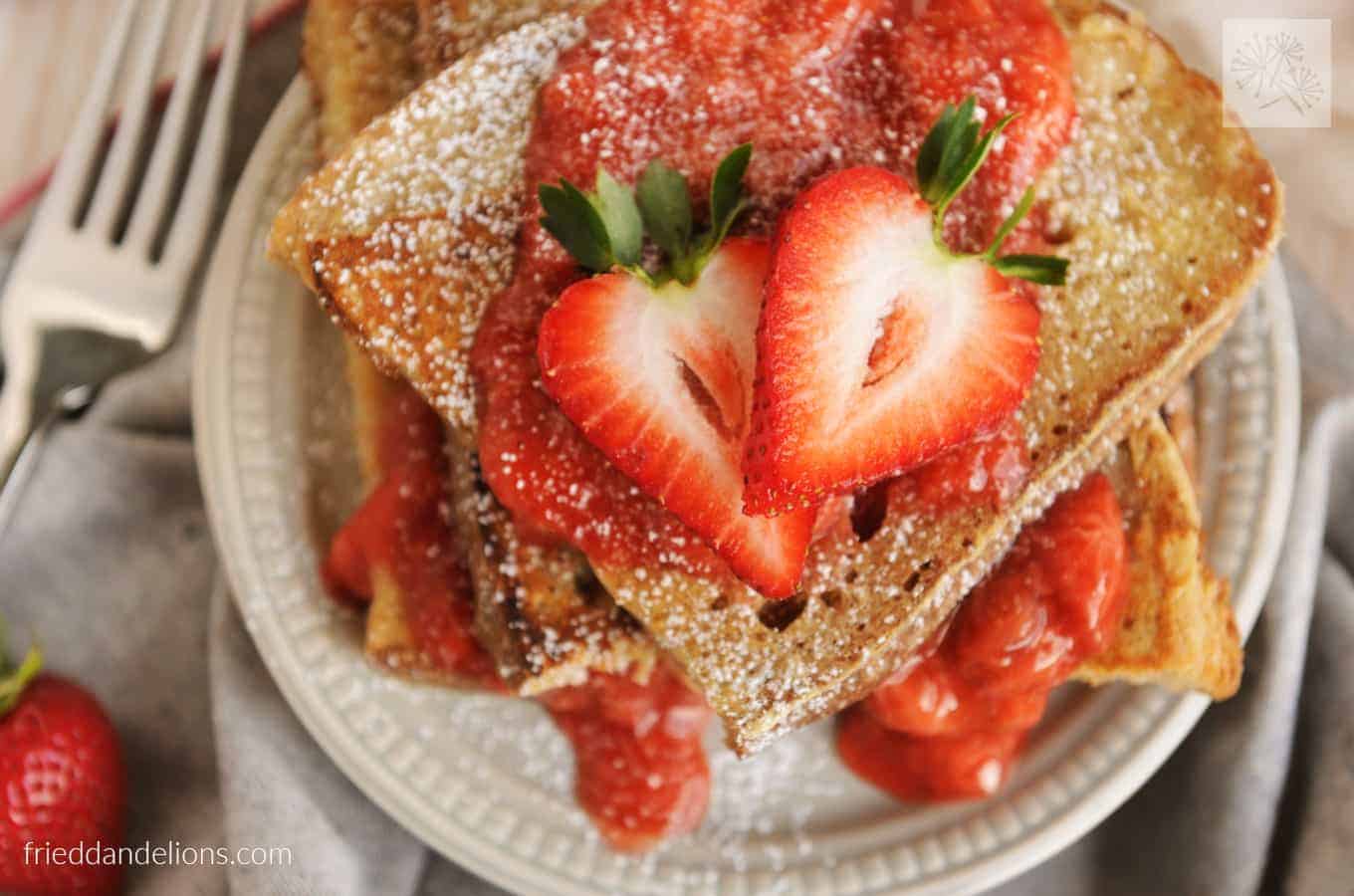 fresh strawberries on french toast