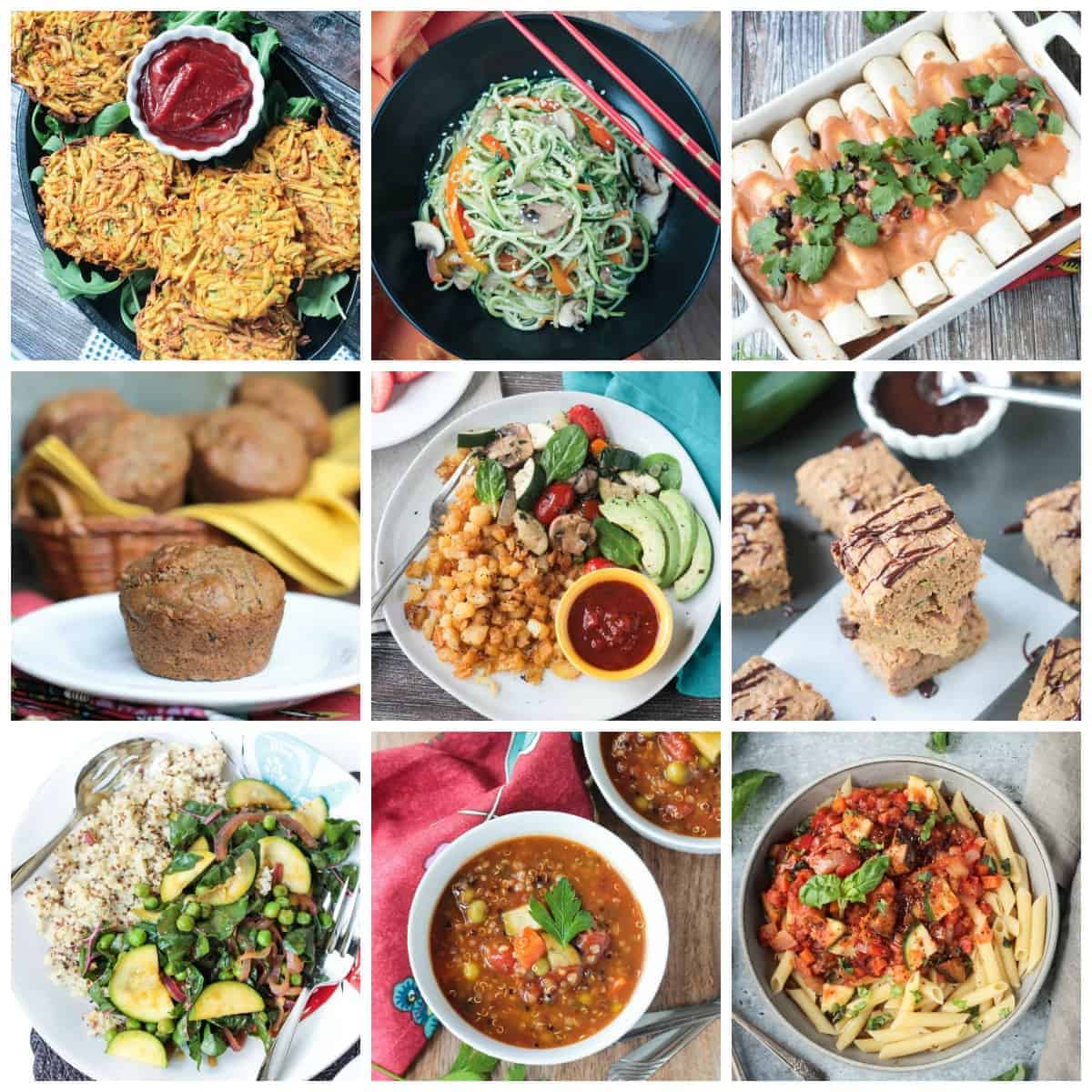 collage of zucchini recipes for social media