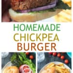 Three photo collage of a veggie burger.