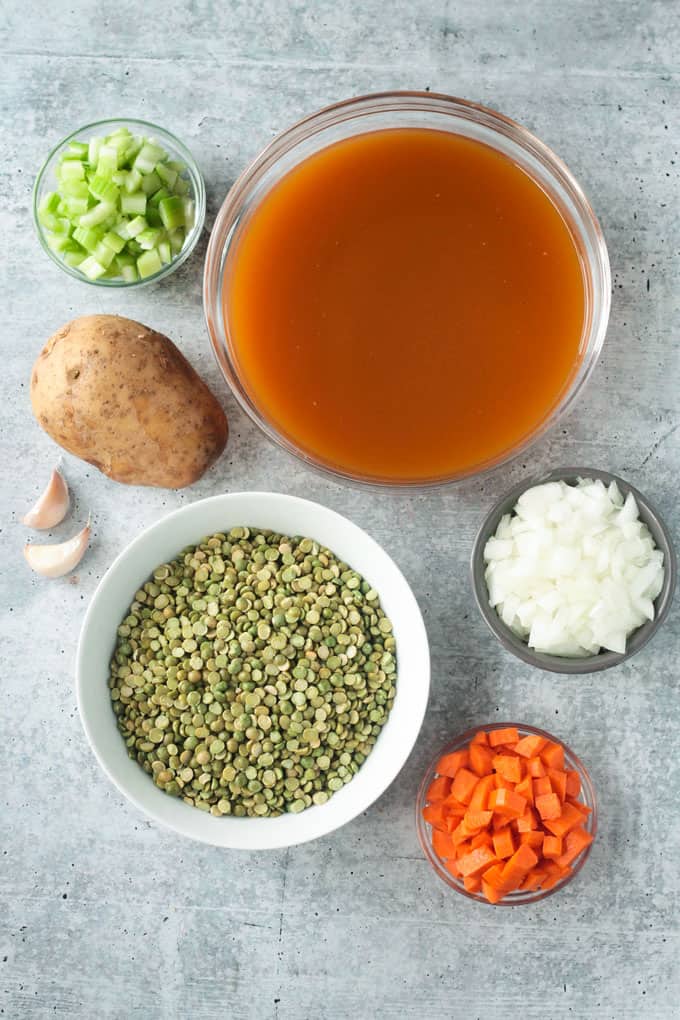 Ingredients to make Vegan Split Pea Soup