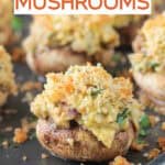 A vegan stuffed mushroom on a tray.