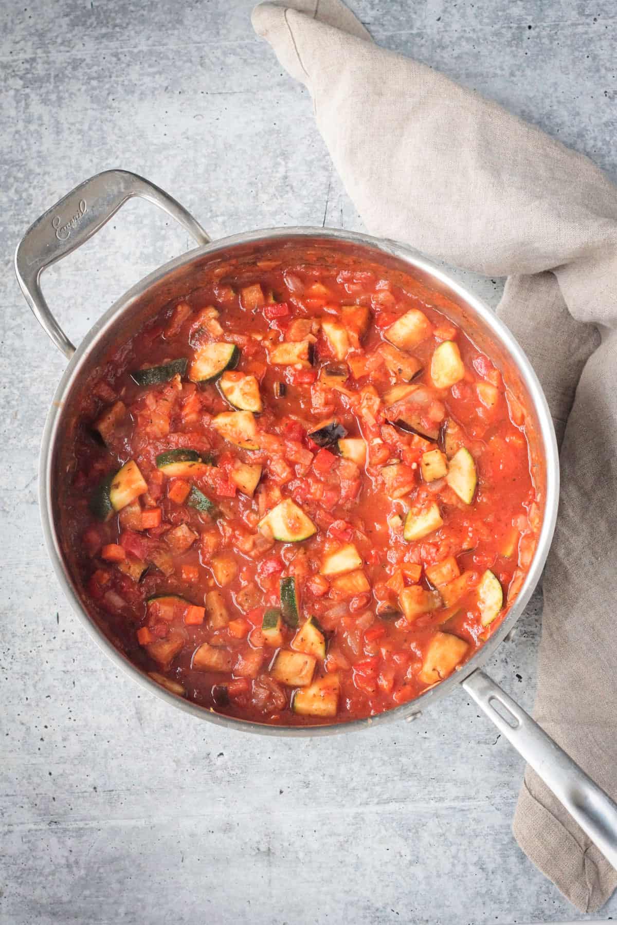 finished sauce in a deep skillet