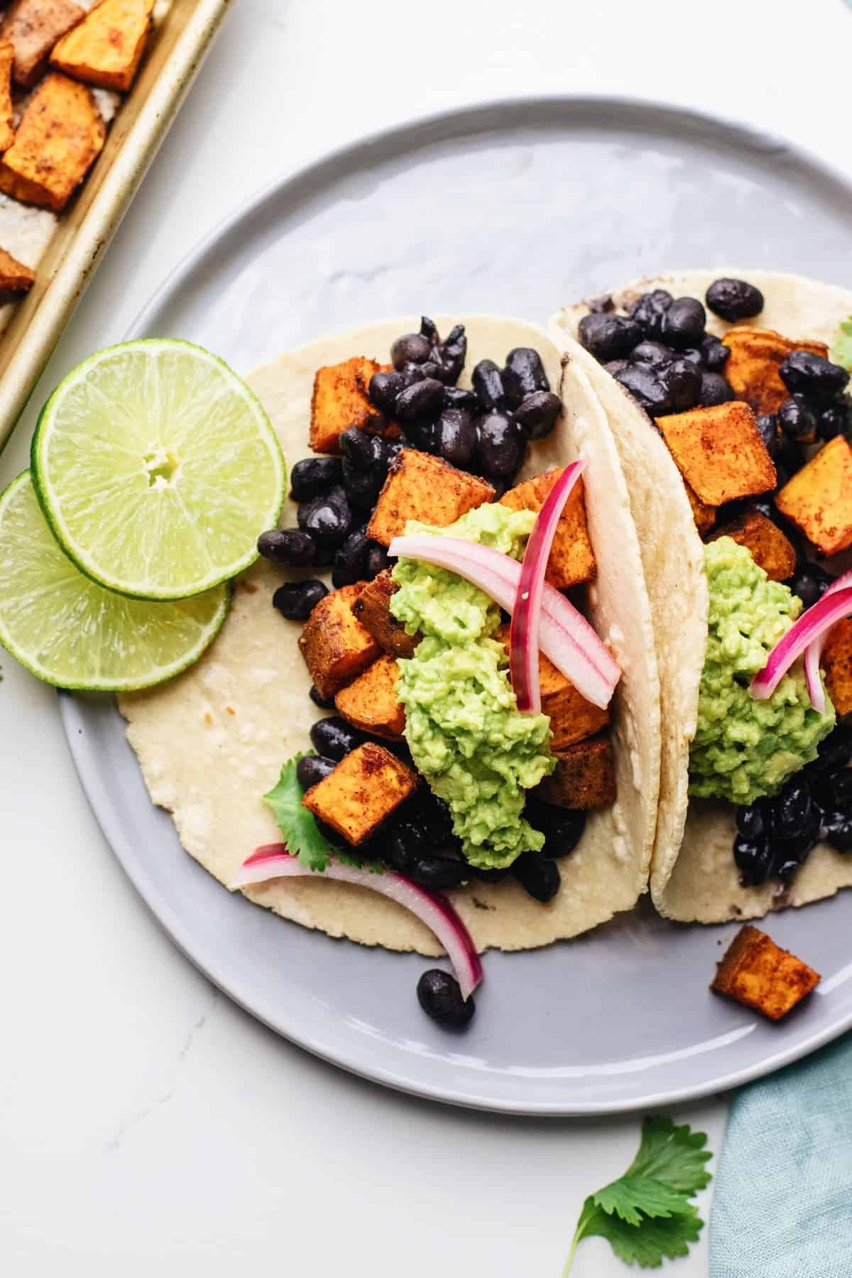 black bean sweet potato tacos