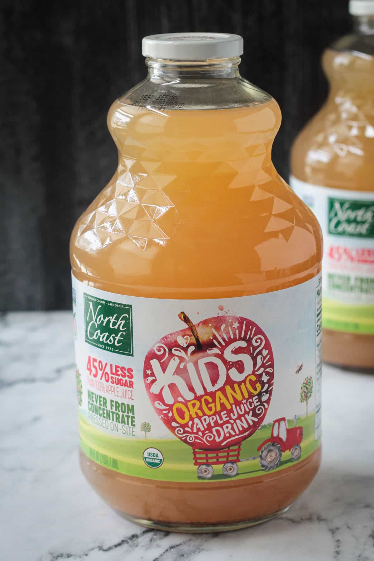 Bottle of North Coast Organic Kids Apple Juice Drink.
