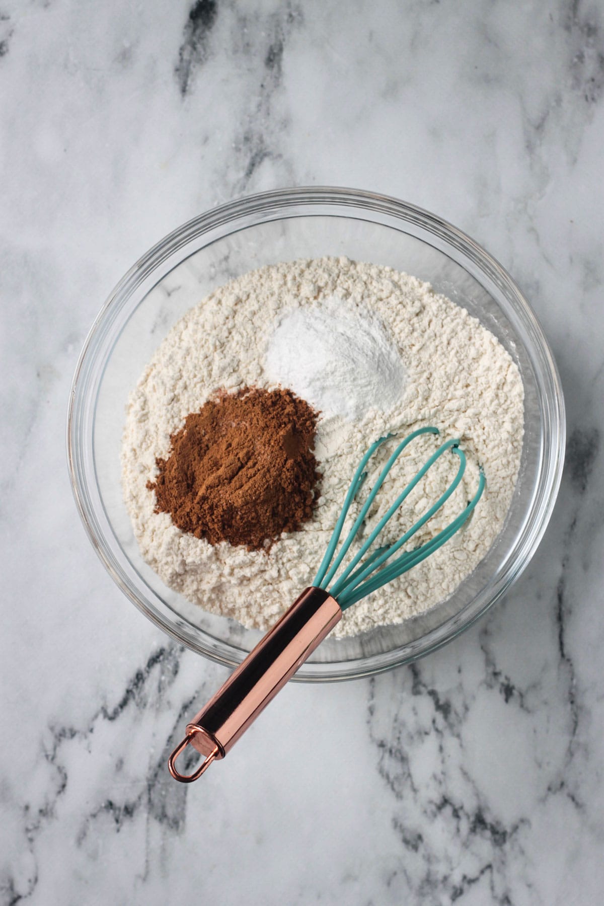 Dry ingredients in a mixing bowl.