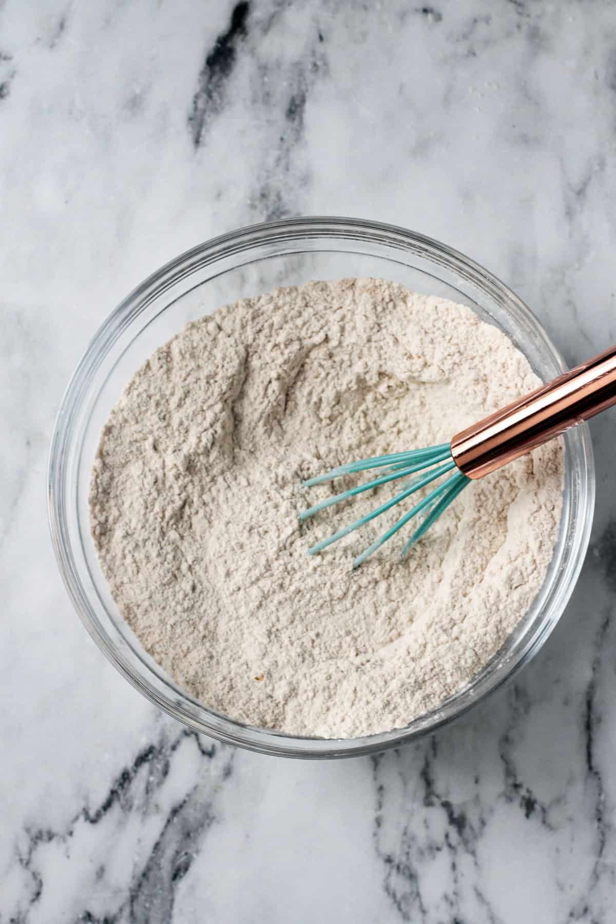 Dry ingredients whisked together.
