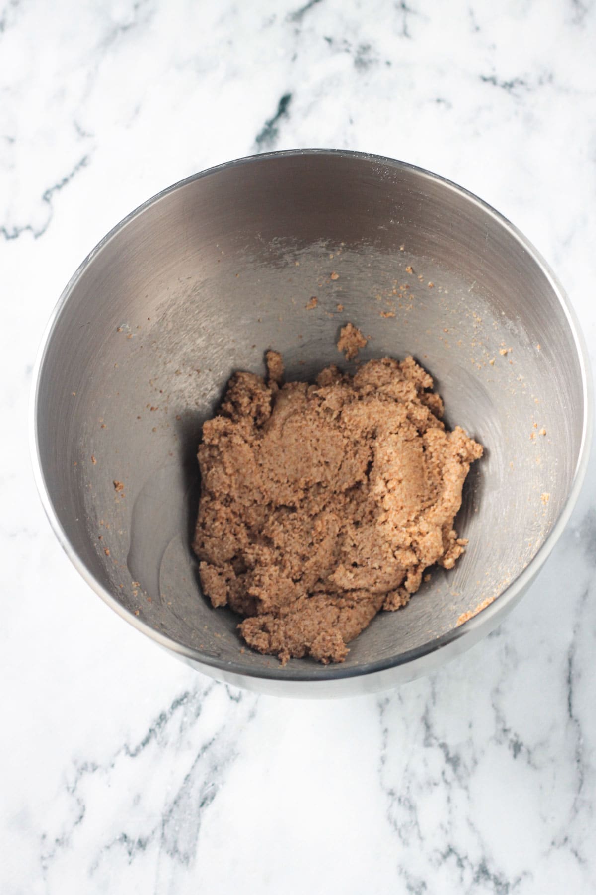 Creamed butter and sugar in a mixer bowl.
