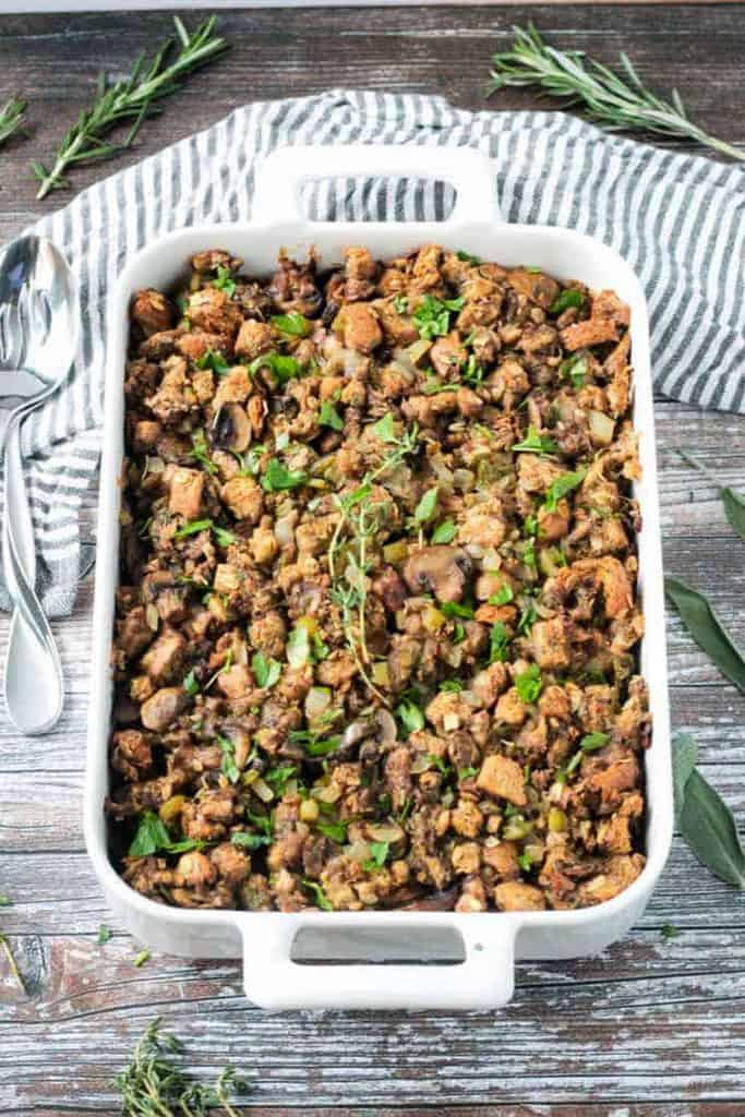 Thanksgiving Vegan Mushroom Stuffing Veggie Inspired