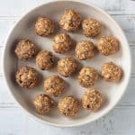 Plate of oatmeal peanut butter balls.